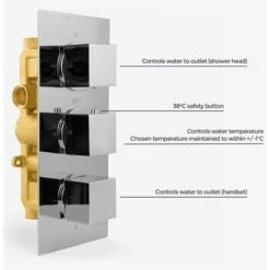 Orta Square Concealed Thermostatic Mixer Valve Hand Held 300mm Shower Head Set -Bathroom Supplies Store 32300284 4