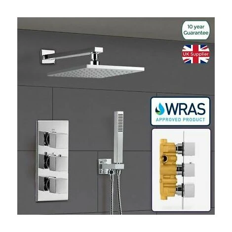Cameo Bathroom Concealed Square Thermostatic Shower Mixer Valve Tap Chrome 3 Cameo Bathroom Concealed Square Thermostatic Shower Mixer Valve Tap Chrome