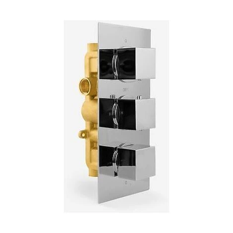 Cameo Bathroom Concealed Square Thermostatic Shower Mixer Valve Tap Chrome 4 Cameo Bathroom Concealed Square Thermostatic Shower Mixer Valve Tap Chrome - Image 2