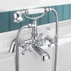 Stratford Traditional Freestanding Floor Mounted Bath Shower Mixer Tap With Handheld Kit 8 Stratford Traditional Freestanding Floor Mounted Bath Shower Mixer Tap With Handheld Kit -Bathroom Supplies Store 32300706 2