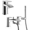 Vago Modern Bathroom Waterfall Basin Mono Mixer Tap & Bath Shower Mixer Tap With Pencil Handset Kit -Bathroom Supplies Store 32301010 1