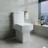 Close Coupled Square Toilet Soft Close Seat Ceramic White WC Bathroom -Bathroom Supplies Store 32323379 1