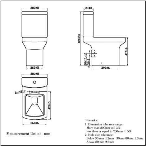 Close Coupled Square Toilet Soft Close Seat Ceramic White WC Bathroom 5 Close Coupled Square Toilet Soft Close Seat Ceramic White WC Bathroom - Image 3