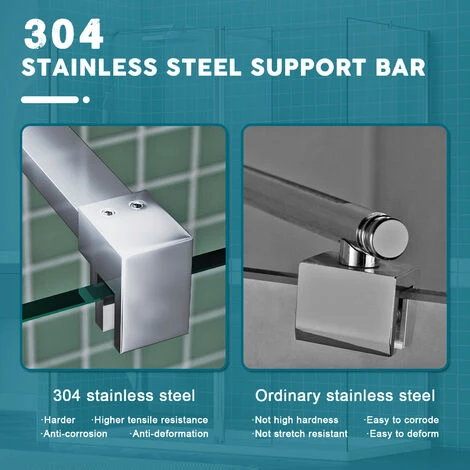 ELEGANT Frameless Wet Room Shower Screen Panel 8mm Easy Clean Glass Walk In Shower Enclosure 700mm Clear Glass 7 ELEGANT Frameless Wet Room Shower Screen Panel 8mm Easy Clean Glass Walk In Shower Enclosure 700mm Clear Glass - Image 5