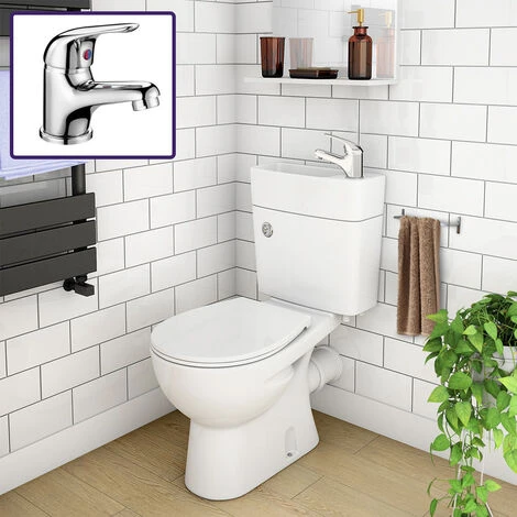 2 In 1 Compact Close Couple Toilet And Basin Combo Space Saver Tap And Waste Set 4 2 In 1 Compact Close Couple Toilet And Basin Combo Space Saver Tap And Waste Set - Image 2