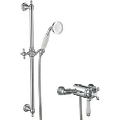 Traditional Dual Control Thermostatic Exposed Shower Mixer Valve + Riser Rail -Bathroom Supplies Store 33361275 2