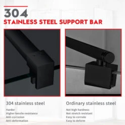 ELEGANT Walk In Shower Screen 8mm Nano Glass Wet Room Frameless Shower Door 900mm Black -Bathroom Supplies Store 33535657 4