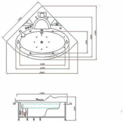 SIMBA WHIRLPOOL BATH CHROMOTHERAPY Model "ST. ANGELS" 140 X 140 Cm -Bathroom Supplies Store 3447320 5