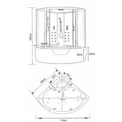 SIMBA WHIRLPOOL BATH TUB SHOWER Model MONTECARLO 150 X 150 CM (cm 230 H) -Bathroom Supplies Store 3447367 5
