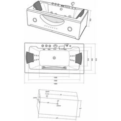 SIMBA WHIRLPOOL BATH CHROMOTHERAPY Model "HYPNOTIC" 180 X 90 Cm -Bathroom Supplies Store 3447373 5
