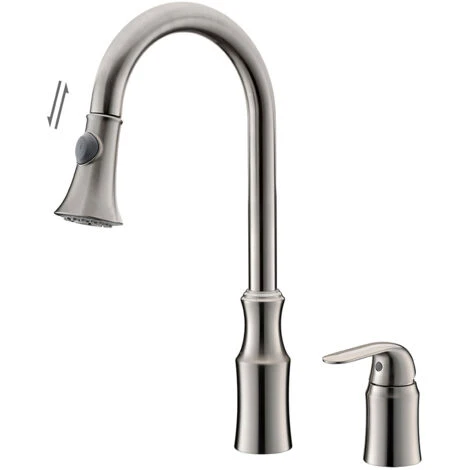Brushed Nickel Countertop Sink Mixer Tap - Saona 3 Brushed Nickel Countertop Sink Mixer Tap - Saona