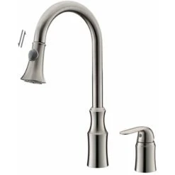 Brushed Nickel Countertop Sink Mixer Tap - Saona 11 Brushed Nickel Countertop Sink Mixer Tap - Saona -Bathroom Supplies Store 35172642 5