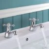 Strafford Victorian Chrome Cross Head Basin Hot & Cold Tap Pair + Waste -Bathroom Supplies Store 35414852 1