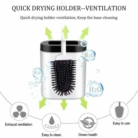 Toilet Brush, Silicone Toilet Brush, Strong Decontamination Silicone Toilet Brush Holder With Extended Handle, Very Suitable For Corners And Small Spaces Between Toilet And Wall 4 Toilet Brush, Silicone Toilet Brush, Strong Decontamination Silicone Toilet Brush Holder With Extended Handle, Very Suitable For Corners And Small Spaces Between Toilet And Wall - Image 2