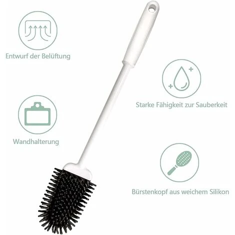 Toilet Brush, Silicone Toilet Brush, Strong Decontamination Silicone Toilet Brush Holder With Extended Handle, Very Suitable For Corners And Small Spaces Between Toilet And Wall 5 Toilet Brush, Silicone Toilet Brush, Strong Decontamination Silicone Toilet Brush Holder With Extended Handle, Very Suitable For Corners And Small Spaces Between Toilet And Wall - Image 3