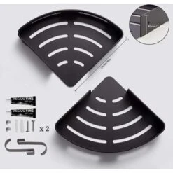 Shower Shelf Corner Shelf Shower Basket Drill-co.ukee Shower Shelves For Bathroom, Space Aluminum, Matte Finish, Bathroom Shelf, 2-Piece Black SOEKAVIA -Bathroom Supplies Store 38446143 5