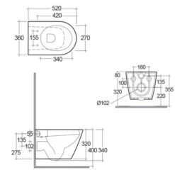RAK Resort Rimless Wall Hung Toilet Pan & Soft Close Seat - RSTWHPAN/SC -Bathroom Supplies Store 38511606 4
