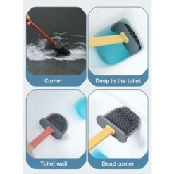Toilet Brush, Antibacterial Silicone Toilet Brush Plate Toilet Brush Kit And Holder, Quick Dry Silicone Toilet Brush, Hanging Silicone Toilet Brush Toilet Brush Set (A03) SOEKAVIA -Bathroom Supplies Store 38917539 3