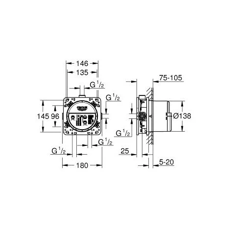 Grohe Rapido SmartBox Universal Concealed Body 1/2" (35600000) 4 Grohe Rapido SmartBox Universal Concealed Body 1/2" (35600000) - Image 2