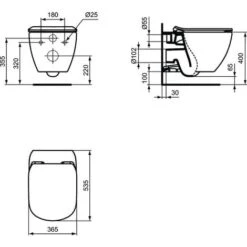 Ideal Standard TESI - AquaBlade Rimless Toilet Bowl + Ultra-thin Softclose Seat (T354601) -Bathroom Supplies Store 39021486 5