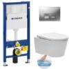 Geberit Toilet Set UP100 Support Frame + Delta35 Matt Chrome Plate + SAT Rimless Suspended Bowl And Invisible Fixings (SATrimlessGeb2)