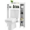 Adjustable Over Toilet Bathroom Storage Rack W/ Side Cabinet & Paper Holder -Bathroom Supplies Store 39664441 1