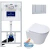 Villeroy & Boch Toilet Set Support Frame + Swiss Aqua Technologies Rimless, Invisible Fixings + Matt Chrome Plate (ViConnectInfinitio-3) -Bathroom Supplies Store 39840528 1