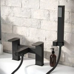 Luxury Bath Filler Tap Shower Mixer With Handset Kit Matte Black Kento
