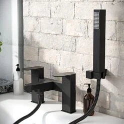 Luxury Bath Filler Tap Shower Mixer With Handset Kit Matte Black Kento -Bathroom Supplies Store 40901380 3