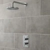 Nuie Quest Twin Thermostatic Concealed Shower Valve With Fixed Shower Head - Chrome