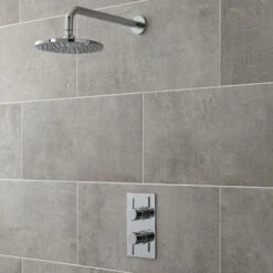 Nuie Quest Twin Thermostatic Concealed Shower Valve With Fixed Shower Head - Chrome