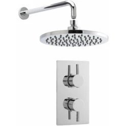Nuie Quest Twin Thermostatic Concealed Shower Valve With Fixed Shower Head - Chrome -Bathroom Supplies Store 42718180 3