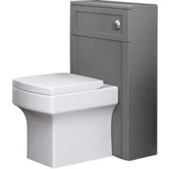Bathroom Concealed Cistern Furniture Back To Wall Toilet Unit Matte Grey -Bathroom Supplies Store 43231560 3