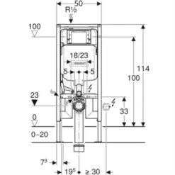 Geberit UP720 Extra-flat Stand 114 Cm Support Frame, Space-saving, With Sigma Concealed Cistern (111.796.00.1) -Bathroom Supplies Store 43380189 3