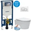 Geberit Toilet Set Frame UP720 Extra-flat + SAT Rimless WC With Invisible Fastenings + Seat + White Plate (SLIM-SATrimless-B)