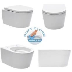 Geberit Toilet Set Frame UP720 Extra-flat + SAT Rimless WC With Invisible Fastenings + Seat + White Plate (SLIM-SATrimless-B) -Bathroom Supplies Store 43383341 4