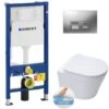 Geberit Toilet Set Duofix UP100 Toilet Support + SAT Infinitio Rimless Bowl + Chrome Plate (InfinitioGeb2) -Bathroom Supplies Store 44640993 1