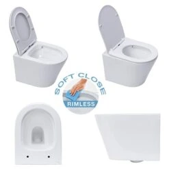 Geberit Toilet Set Duofix UP100 Toilet Support + SAT Infinitio Rimless Bowl + Chrome Plate (InfinitioGeb2) -Bathroom Supplies Store 44640993 4
