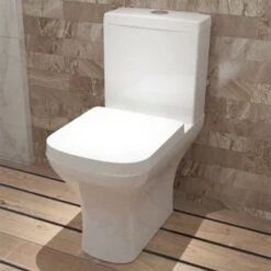 Acezanble Bathroom Modern Square White Close Coupled Toilet Ceramic WC