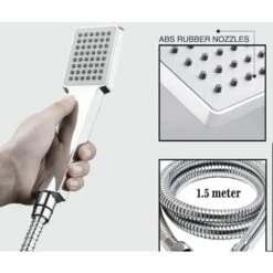 Acezanble Bathroom Thermostatic Mixer Shower Set All Square Chrome Twin Head Exposed Valve -Bathroom Supplies Store 44821104 3