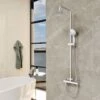 Acezanble Bathroom Thermostatic Mixer Shower Set Round Chrome Twin Head Exposed Valve Independent Water Divider 1 Acezanble Bathroom Thermostatic Mixer Shower Set Round Chrome Twin Head Exposed Valve Independent Water Divider -Bathroom Supplies Store 44821105 1