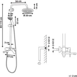 Modern Mixer Shower Set With Rain Function Brass Steel Black With Gold Gurara -Bathroom Supplies Store 45282161 3 1