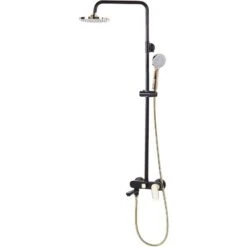 Modern Mixer Shower Set With Rain Function Brass Steel Black With Gold Gurara 10 Modern Mixer Shower Set With Rain Function Brass Steel Black With Gold Gurara -Bathroom Supplies Store 45282161 4