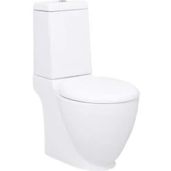 WC Ceramic Toilet Bathroom Round Toilet Bottom Water Flow White VidaXL