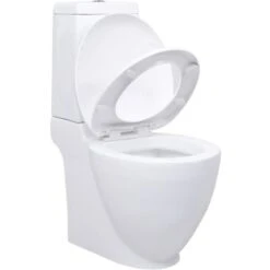 WC Ceramic Toilet Bathroom Round Toilet Bottom Water Flow White VidaXL -Bathroom Supplies Store 45321295 4