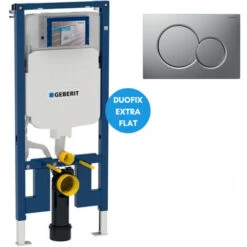 Geberit Duofix Pack Extra-flat Stand 114 Cm UP720, Space Saving + Sigma01 Flush Plate, Matt Chrome (111.796.00.1-E)
