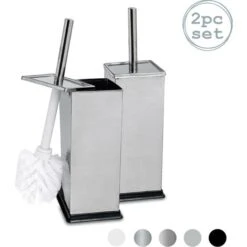Harbour Housewares Square Toilet Brushes - Chrome - Pack Of 2