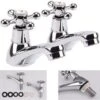 Basin Tap Pair Traditional Bathroom Sink Taps Hot And Cold Water Mixer Tap With Ceramic Disc Technology, Solid Brass Traditional Double Basin Taps For Kitchen Basin Sink Bathroom Washroom