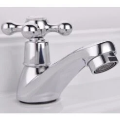 Basin Tap Pair Traditional Bathroom Sink Taps Hot And Cold Water Mixer Tap With Ceramic Disc Technology, Solid Brass Traditional Double Basin Taps For Kitchen Basin Sink Bathroom Washroom -Bathroom Supplies Store 46235825 4