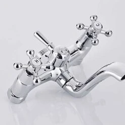 Victorian Traditional Bath Bathtub Mixer Tap With Shower Dual Lever Bathtub Taps Mixer Shower Handset Bathroom Chrome Deck Mounted -Bathroom Supplies Store 46235829 3
